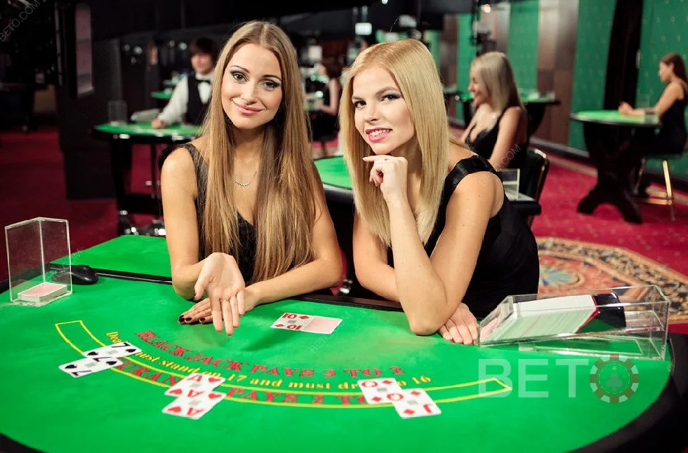 Tampilan dealer di ruang meja kasino live